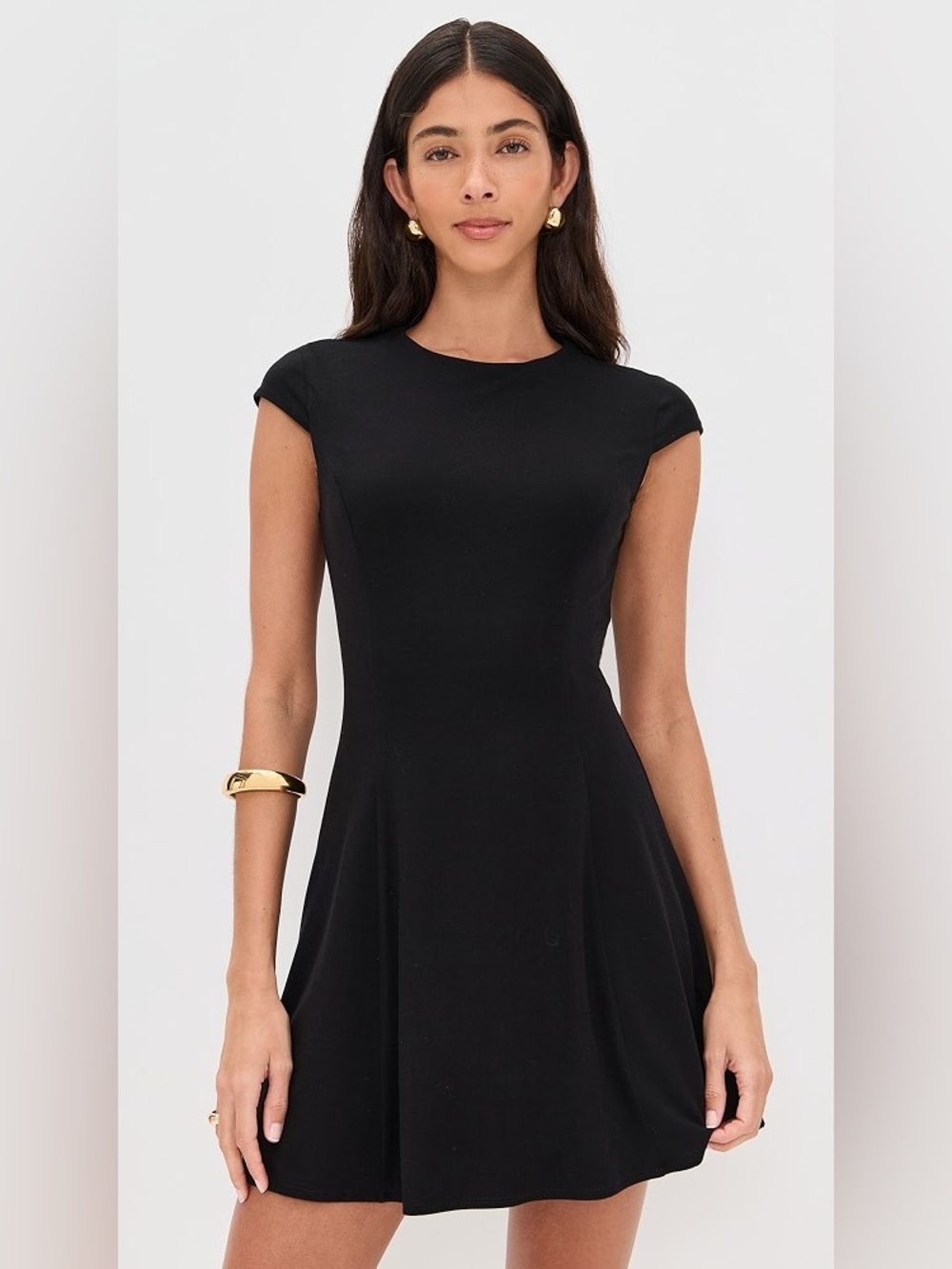 NWT Reformation Yves Knit Dress in Black Cap Sleeve